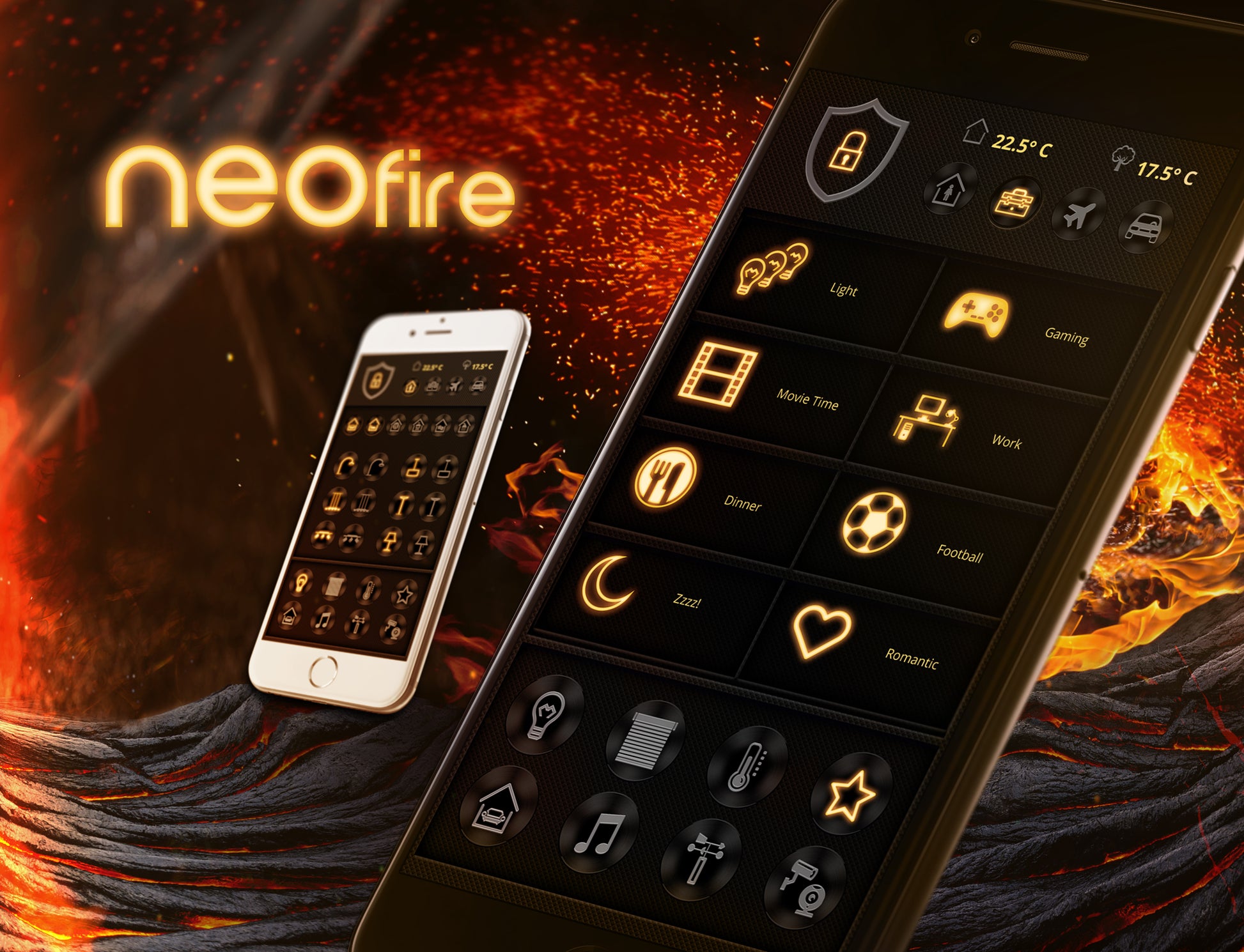 Oberflächen des Icon-Set NEO Fire für den AIO CREATOR NEO in iPhone